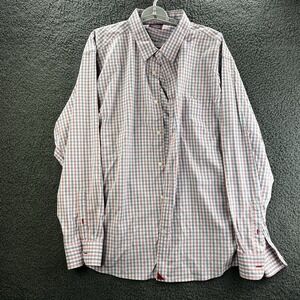 Untuckit Shirt Red White Blue Men 3XL Long Sleeve Gingham Plaid Button Up Casual